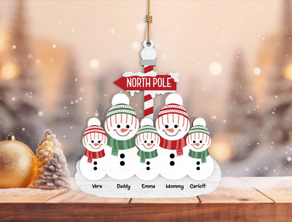 Personalized Family Snowman North Pole Ornament SVG 4
