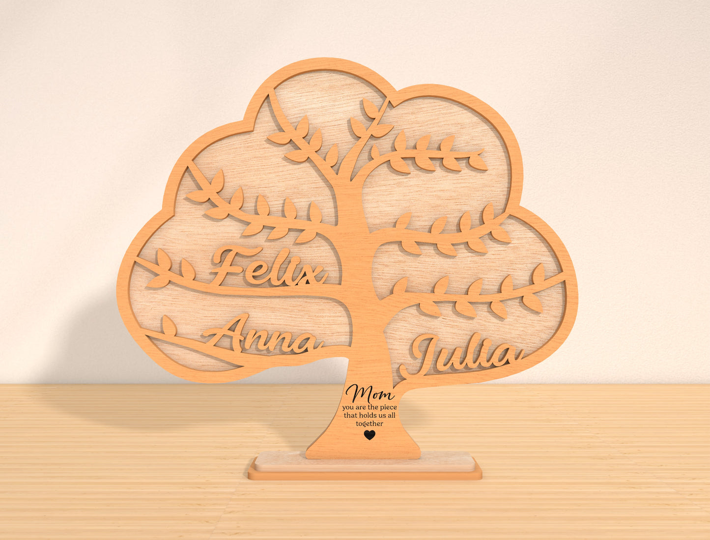 Family Tree Name Sign Laser Cut File | Mother’s Day Gift | Wooden Family Decor | Glowforge, xTool, LightBurn, etc.