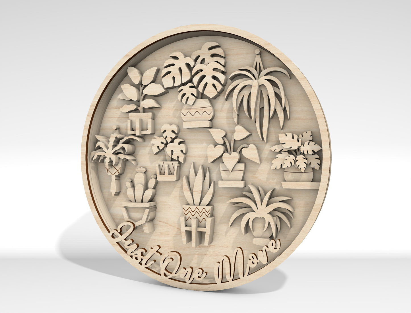 Multilayer Plant SVG Round Sign Laser Cut File for Glowforge and LightBurn