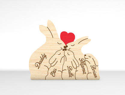 Personalized Family Rabbit Puzzle SVG Laser Cut File for Glowforge and xTool