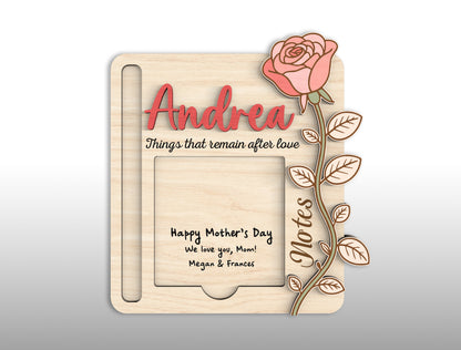 Rose Sticky Note Holder SVG Bundle Mother's Day for Glowforge