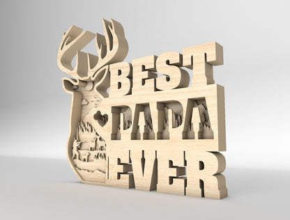 Best Dad Ever Deer Sign SVG Laser Cut File for LightBurn and Glowforge