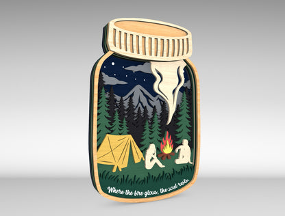 Multilayer Camping Mason Jar SVG for xTool and Glowforge