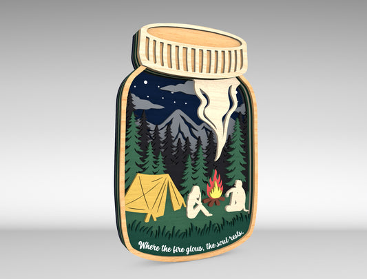 Multilayer Camping Mason Jar SVG for xTool and Glowforge