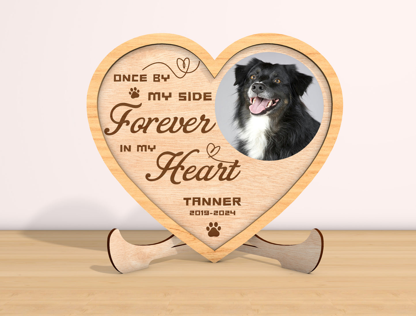 Custom Pet Memorial Heart Photo SVG Laser Cut File for LightBurn