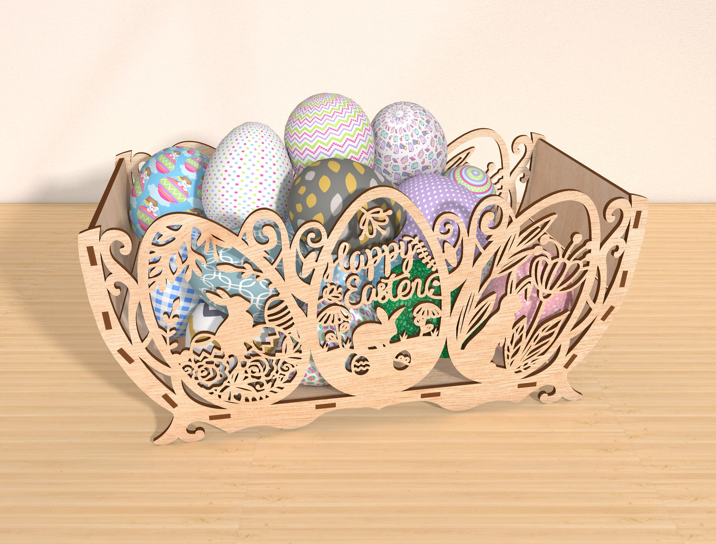 Easter Egg Basket SVG Bundle Laser Cut File | 4 Decorative Bowl Designs | Spring Table Decor | Glowforge, xTool, LightBurn, etc.