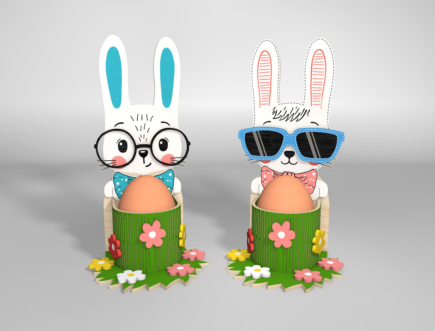 Cute Bunny Egg Holder Stand Glasses Bow SVG 8 Designs for LightBurn and xTool
