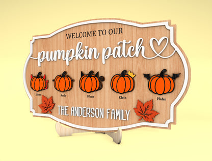 Personalized Pumpkin Patch Family Name Sign SVG for Glowforge xTool LightBurn