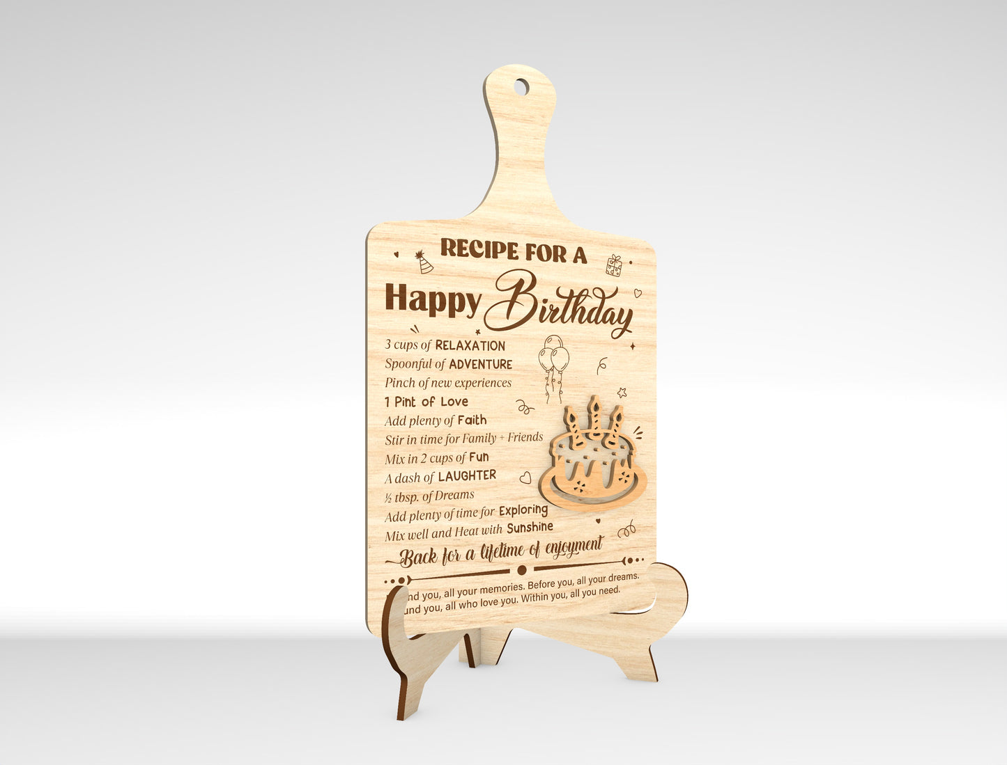 Recipe for a Happy Birthday SVG Laser Cut File for xTool