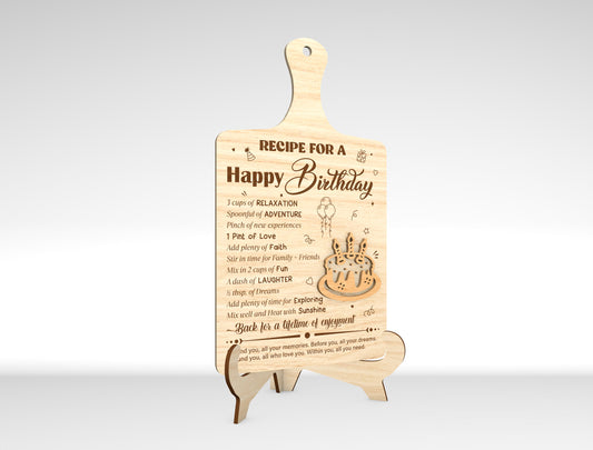 Recipe for a Happy Birthday SVG Laser Cut File for xTool