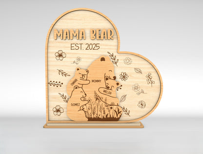 Custom Name Bear Family Sign SVG for LightBurn and Glowforge