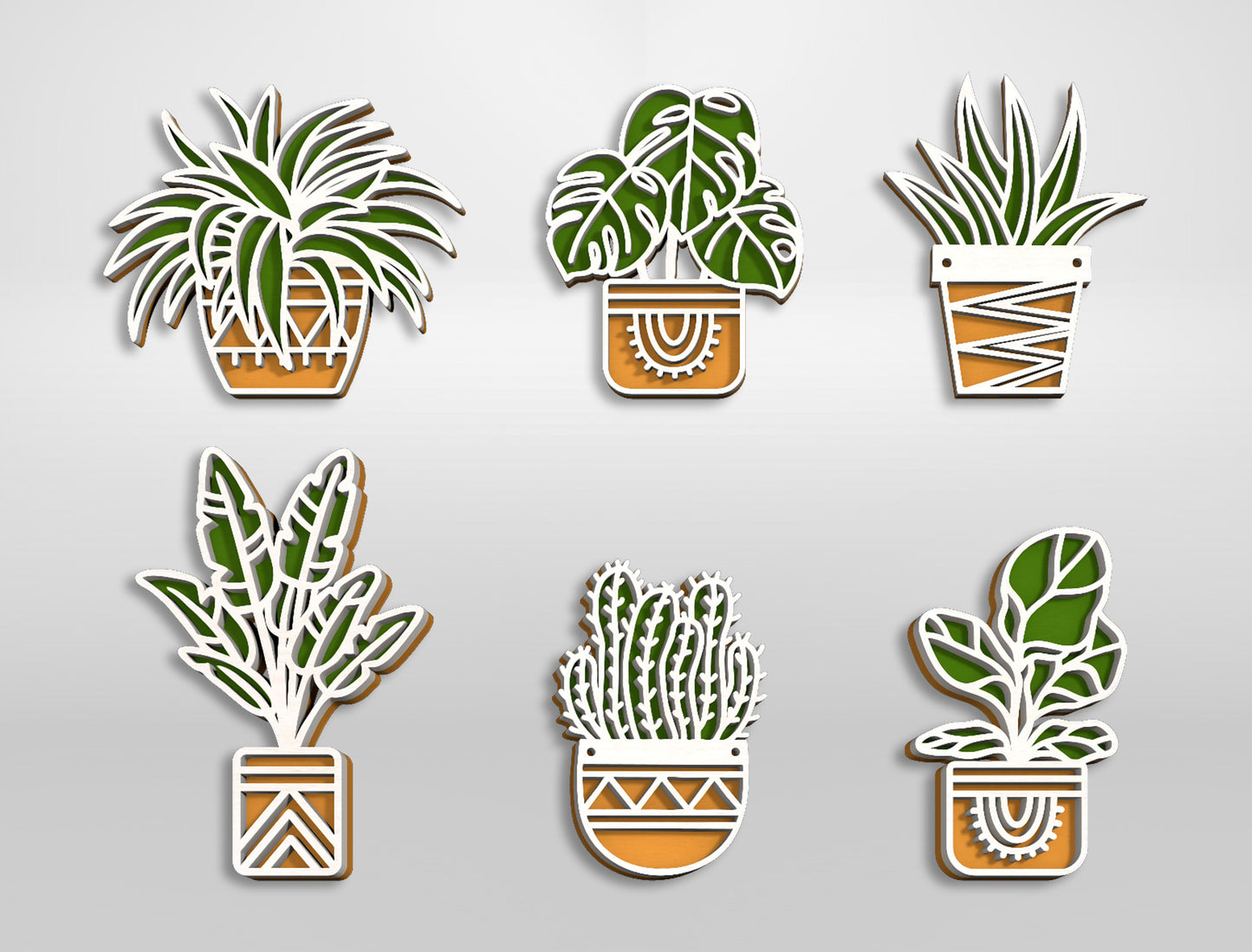 Home Plants Magnet SVG Bundle for Glowforge xTool Laser Cut File