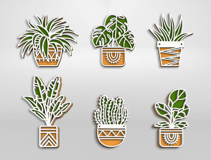 Home Plants Magnet SVG Bundle for Glowforge xTool Laser Cut File
