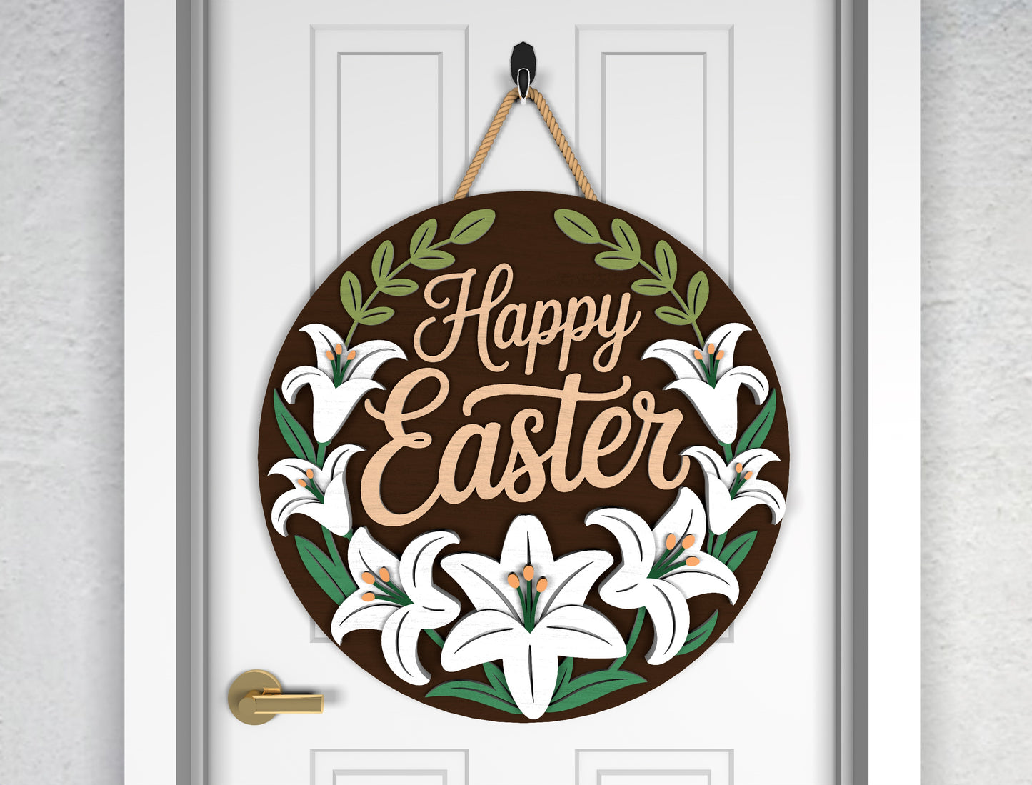 Easter Lily Cross Door Signs SVG Bundle 2 Designs for LightBurn and Glowforge
