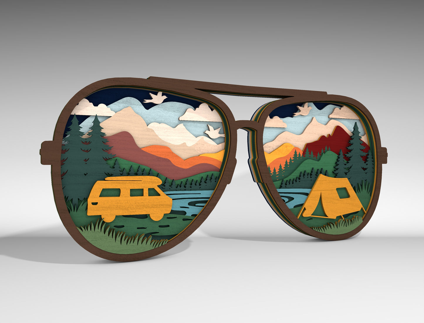 Camping Sunglasses Multilayer SVG for Glowforge and LightBurn