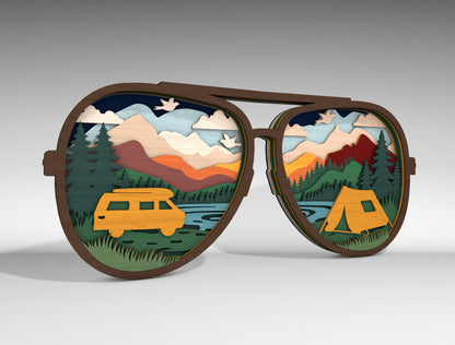 Camping Sunglasses Multilayer SVG for Glowforge and LightBurn