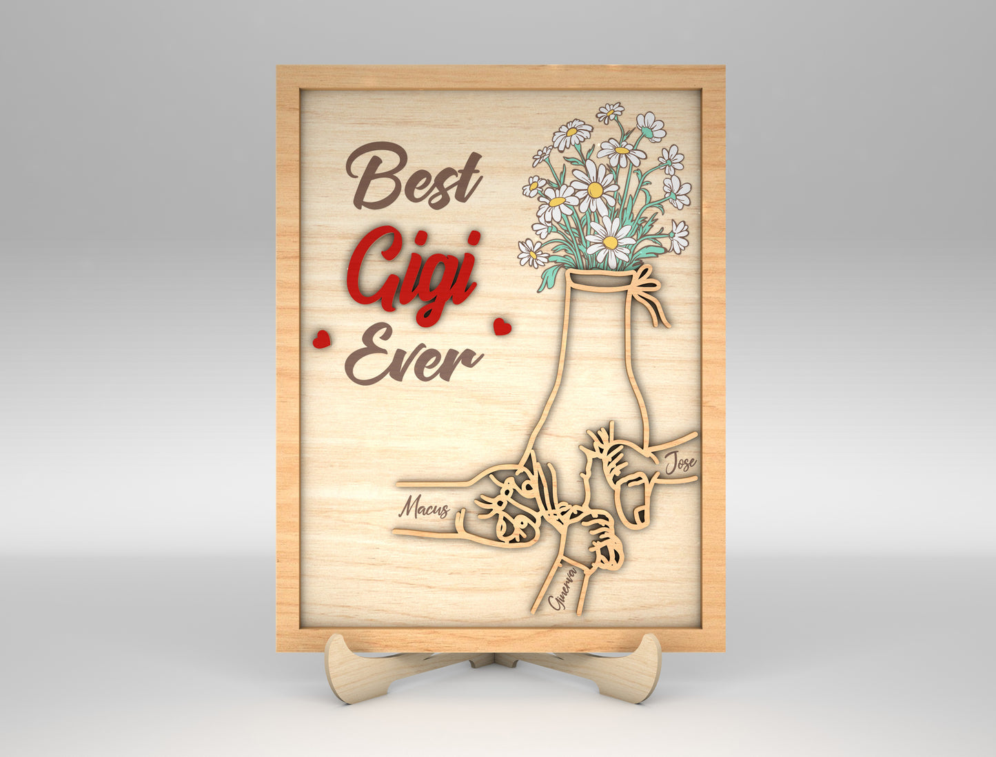 Best Mama Ever Family Hands Flower Sign SVG for Glowforge