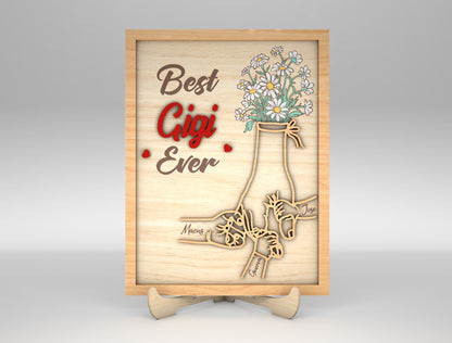 Best Mama Ever Family Hands Flower Sign SVG for Glowforge