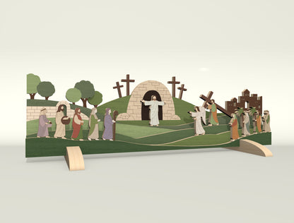 Easter Resurrection Scene Multilayer SVG Jesus for Glowforge and xTool