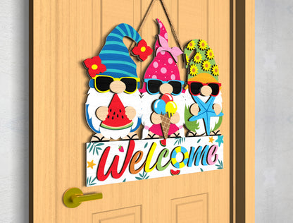 Summer Gnome Welcome Door Sign SVG for Glowforge