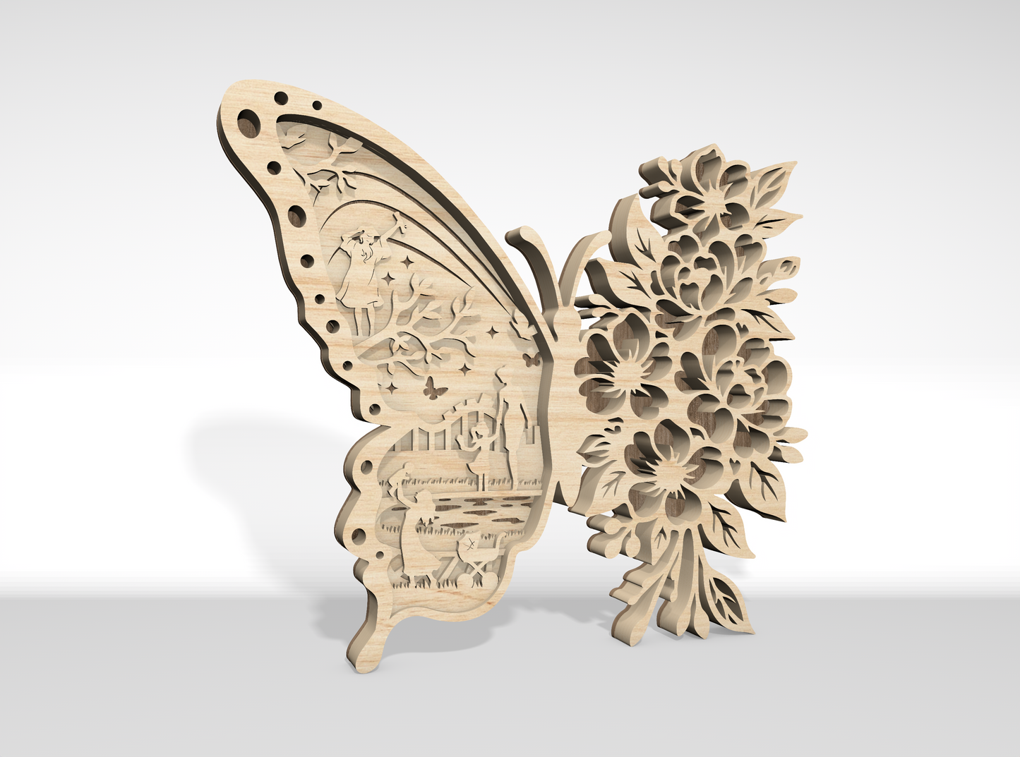 Mother's Day Butterfly Multilayer SVG 3D Wall Art Laser Cut File for LightBurn and Glowforge