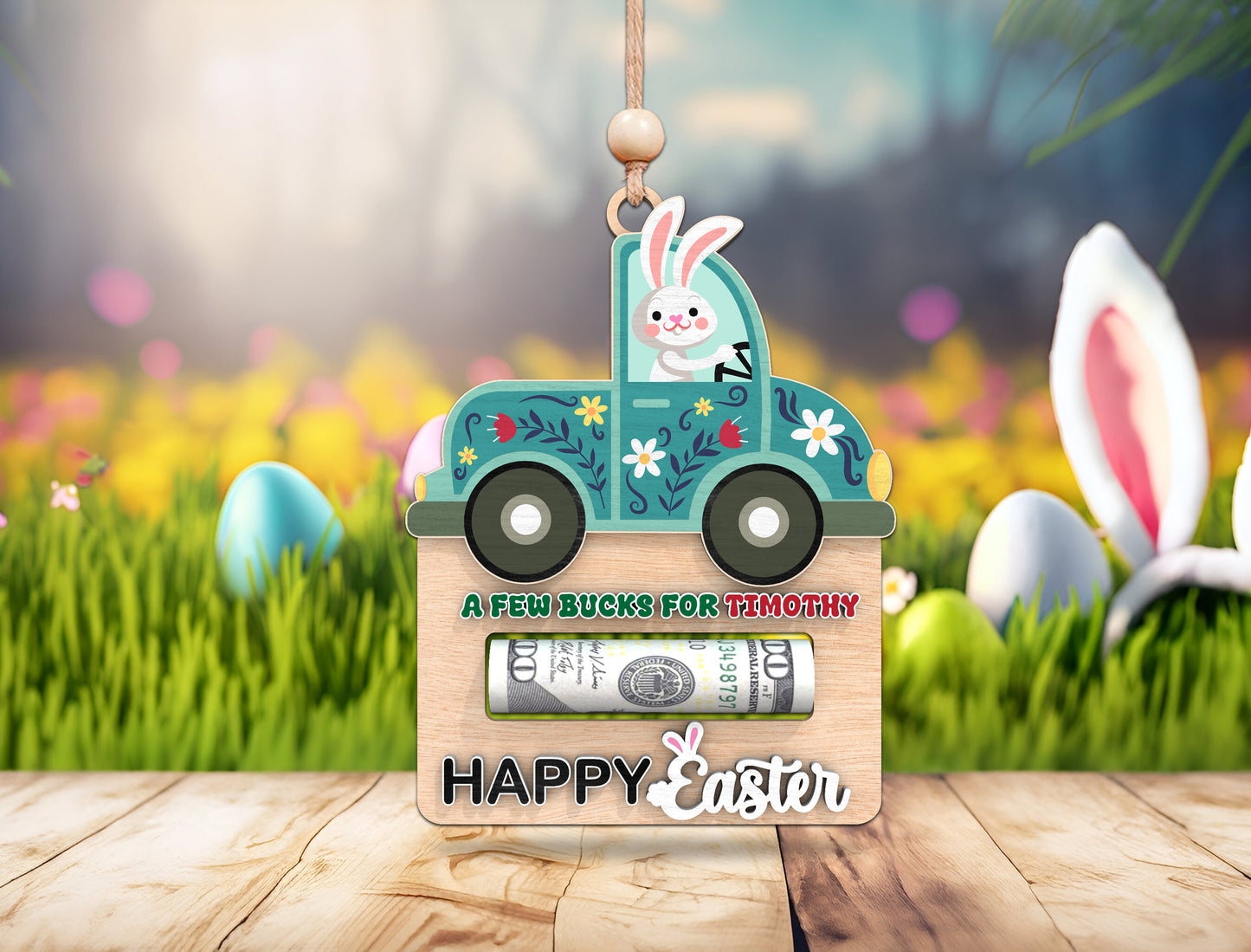 Easter Money Holder SVG Wooden Bunny Truck Cash for LightBurn and xTool