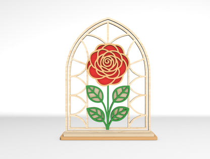 Rose Window Frame SVG Bundle Stained Glass Style Laser Cut File for xTool and Glowforge