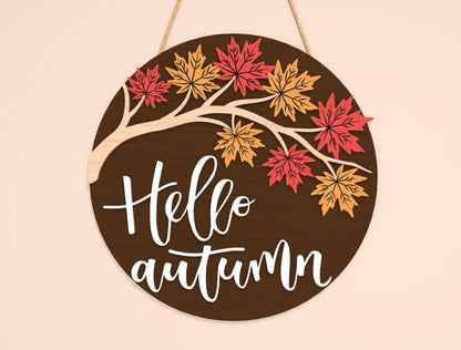 Hello Fall Pumpkin Truck Door Hanger SVG Set for Glowforge xTool LightBurn | 2 Designs