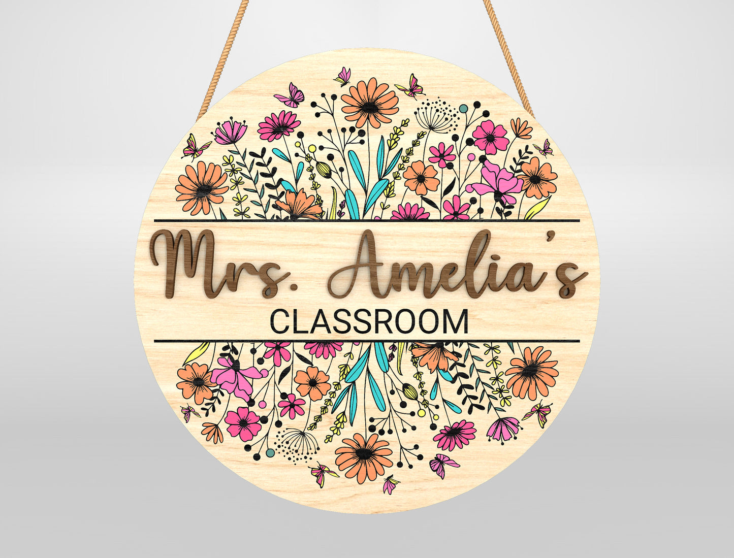 Personalized Floral Classroom Door Sign Laser Cut File SVG for xTool and Glowforge