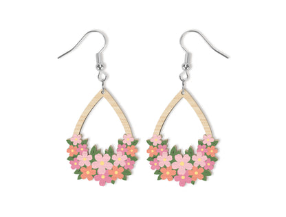 Floral Teardrop Earring SVG Bundle Spring Flower Jewelry Laser Cut File for xTool and Glowforge