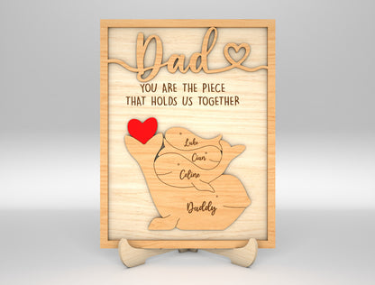 Dad Whale Family Custom Name Sign SVG Laser Cut File for LightBurn and xTool