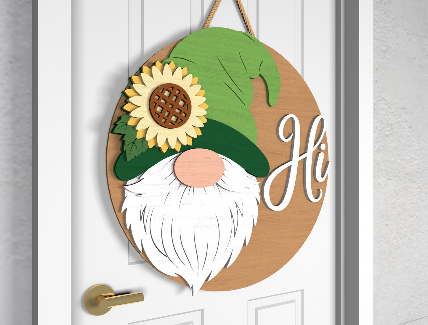 Sunflower Gnome Welcome Sign SVG Laser Cut File for Glowforge and xTool