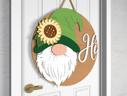 Sunflower Gnome Welcome Sign SVG Laser Cut File for Glowforge and xTool