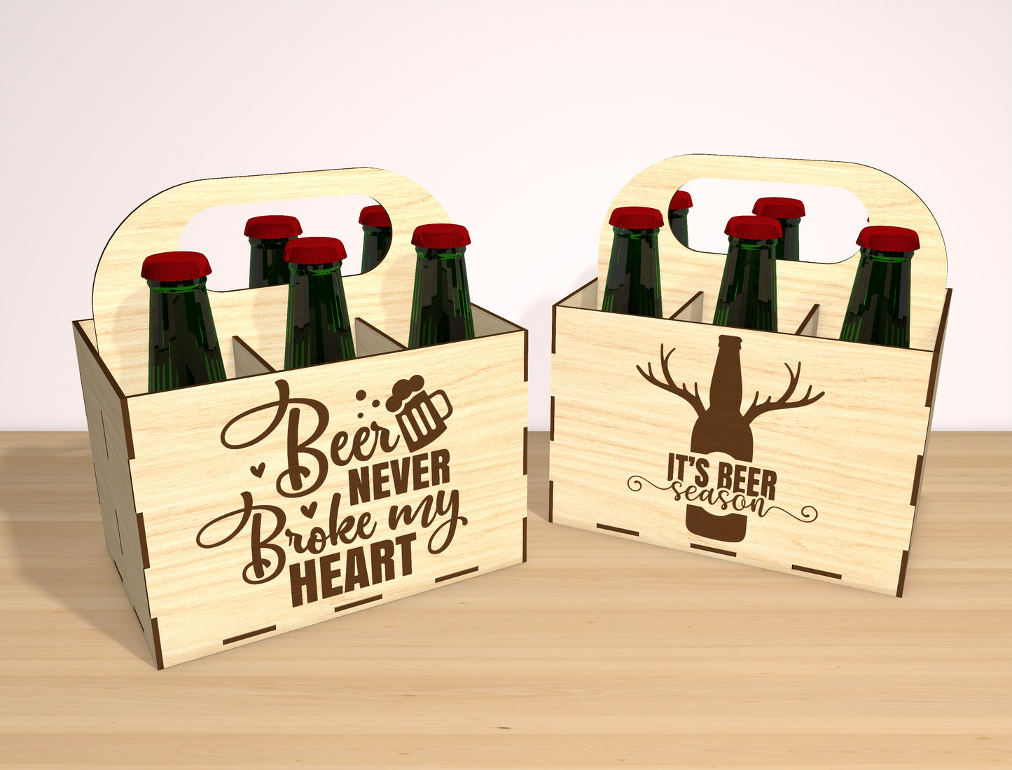 Beer Carrier Laser Cut File Bundle | Funny Dad Beer Caddy | Rustic Gift Box Decor | Glowforge, xTool, LightBurn, etc.
