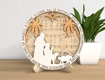 Christmas Nativity Sheet Music SVG Bundle 5 Layered Designs