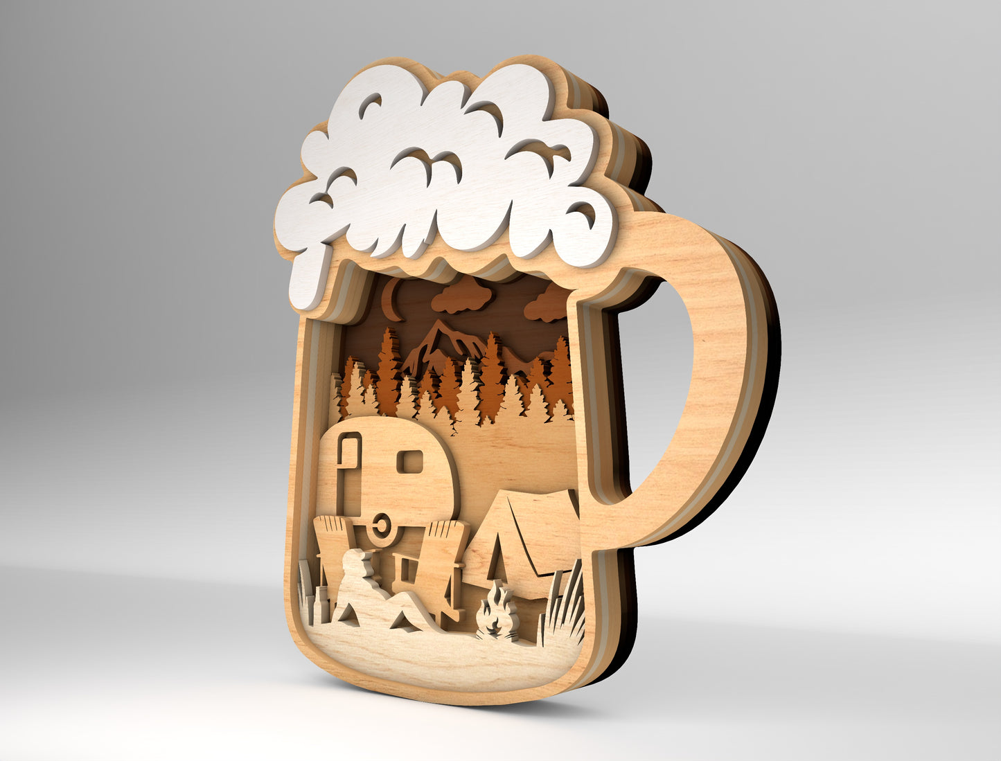 Camping Dad Beer Mug Multilayer SVG for Glowforge and xTool