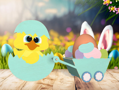 Easter Chick Bunny Basket SVG Spring Egg Holder for LightBurn and xTool