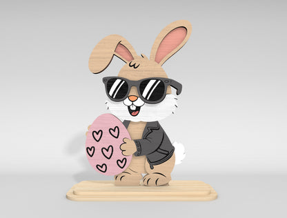 Easter Bunny Stand SVG Bundle Cute Bunny Holding Eggs for Glowforge and xTool