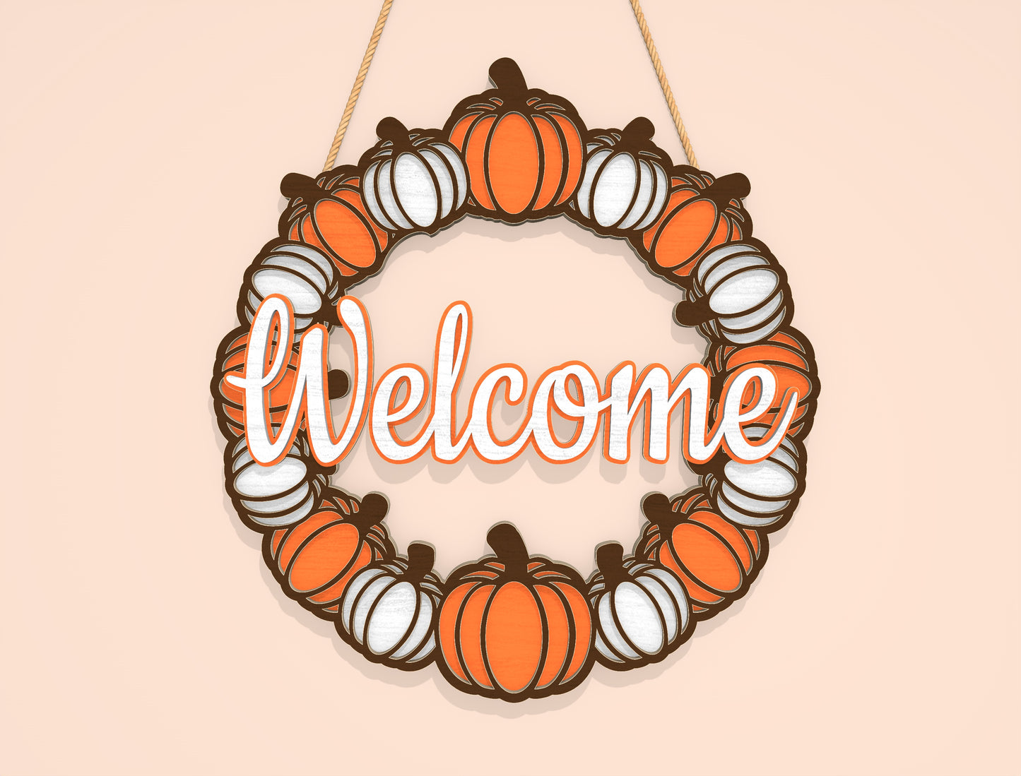 Welcome Pumpkin Wreath SVG Set for Glowforge xTool LightBurn | 2 Designs