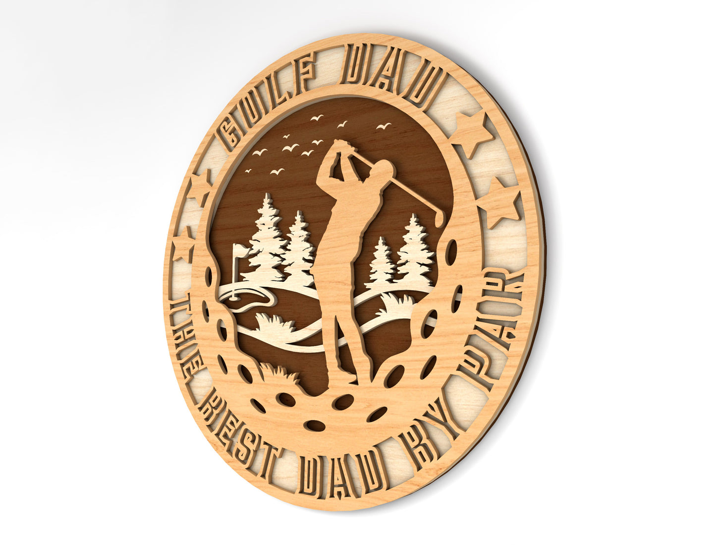 "Best Dad By Par" Golf Sign SVG Laser Cut File for Glowforge and xTool