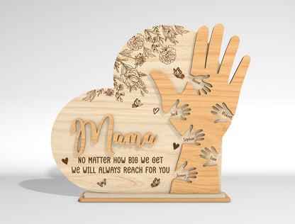 Personalized Mom Hand Custom Name Sign SVG for Glowforge and xTool