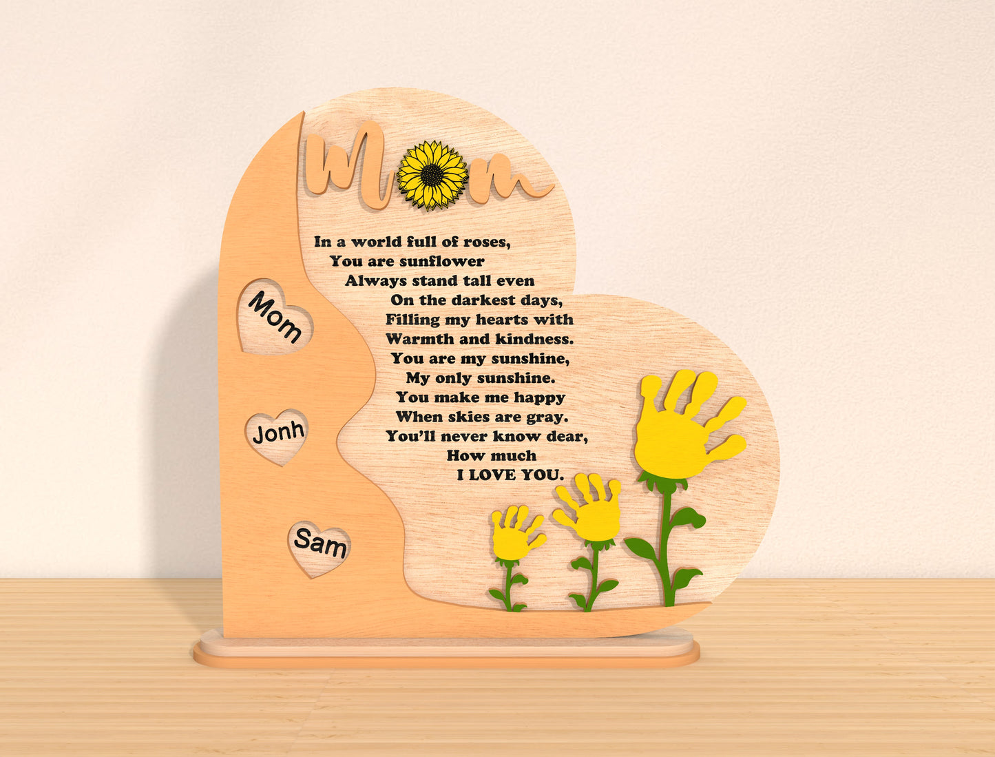 Mom Heart Plaque Floral Family Sign SVG Bundle for Glowforge and xTool