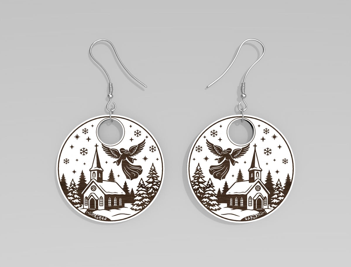 Christmas Winter Scene Wood Earring SVG Bundle 4