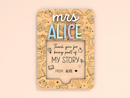 Personalized Teacher Note Holder SVG Laser Cut File for Glowforge and xTool