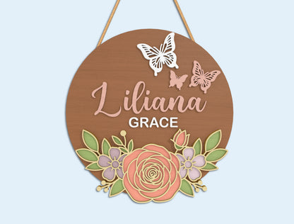 Floral Name Sign SVG Bundle Laser Cut File for Glowforge and xTool