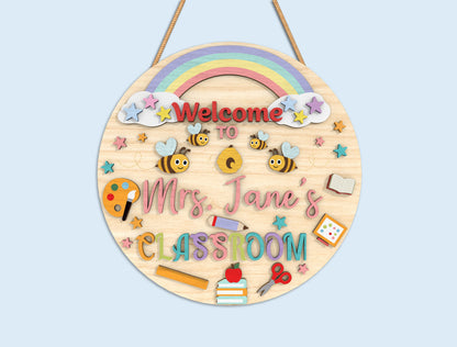 Personalized Classroom Door Sign SVG Bundle Laser Cut File for xTool and Glowforge