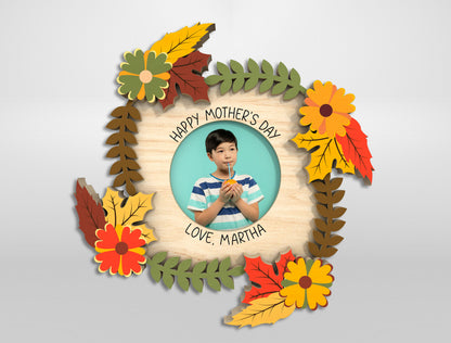 Floral Mom Photo Frame Wreath Magnet SVG Bundle for LightBurn and xTool