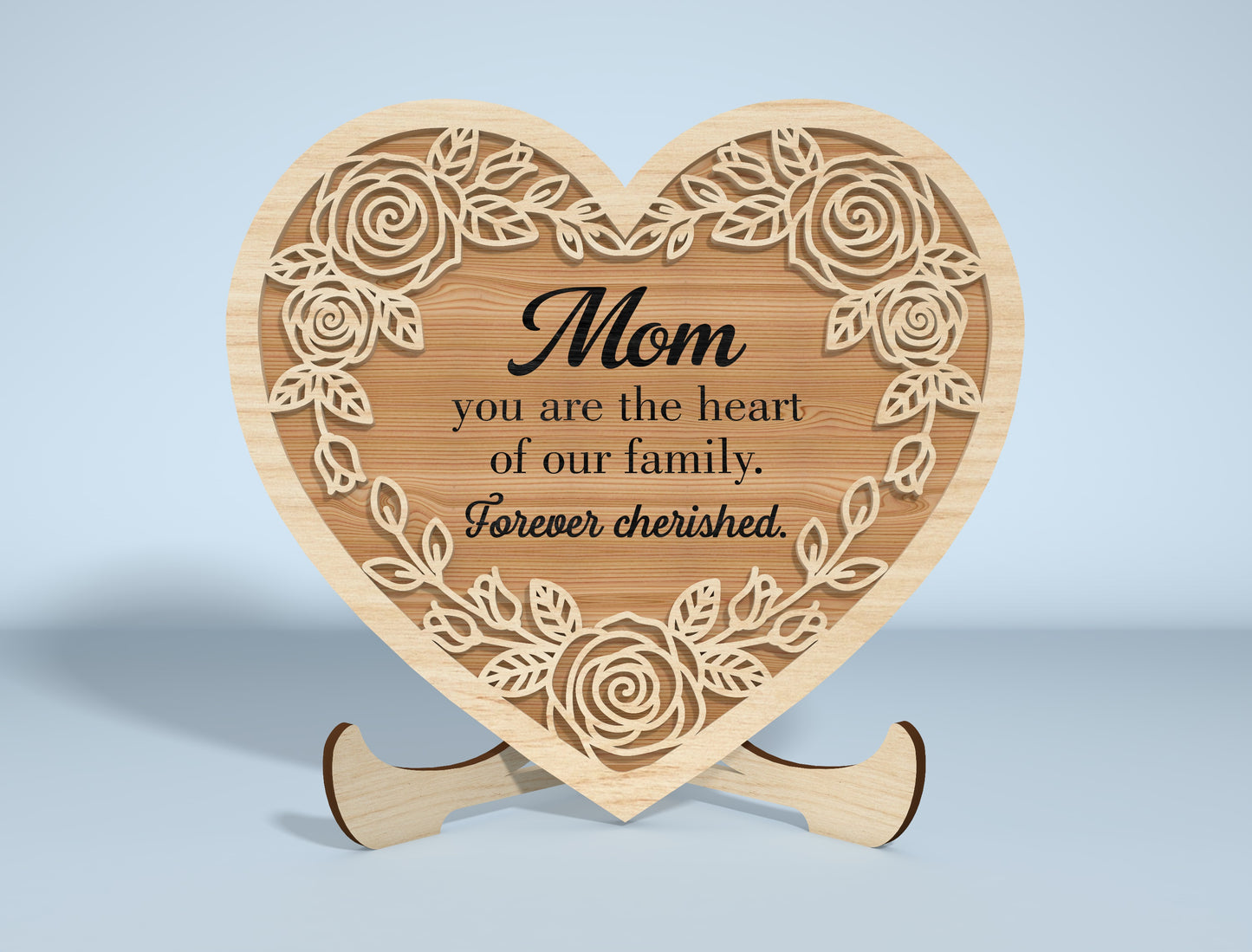 Floral Engraved Heart Stand Sign SVG Bundle for Glowforge