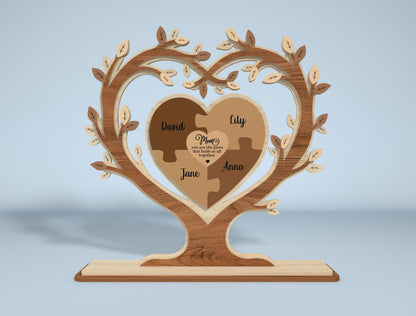 Heart Tree Stand Sign SVG Engraved Family Names for Glowforge