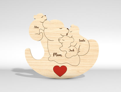 Custom Name Mama Bear Puzzle Sign SVG for xTool and LightBurn